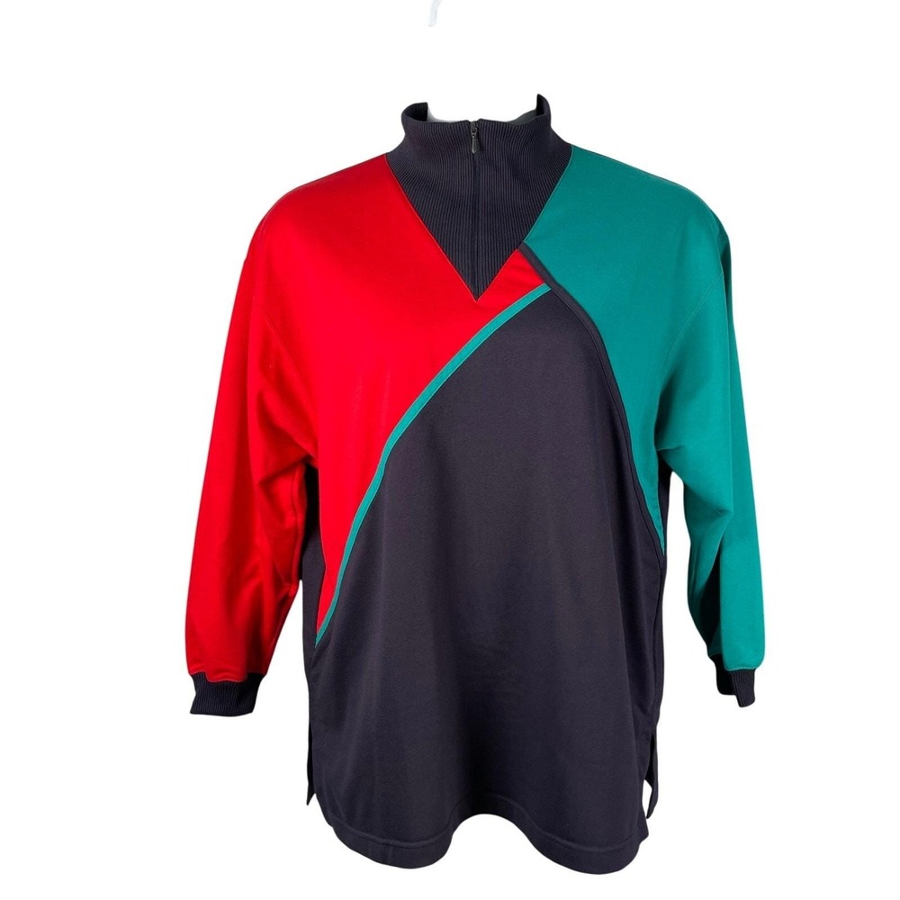 Vintage 90's Blast 1/4 Zip Pullover Womens XL Navy Colorblock Cotton Blend Retro